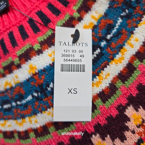 NWT Talbots Fair Isle Sweater Burgundy XS - Picture 5 of 9